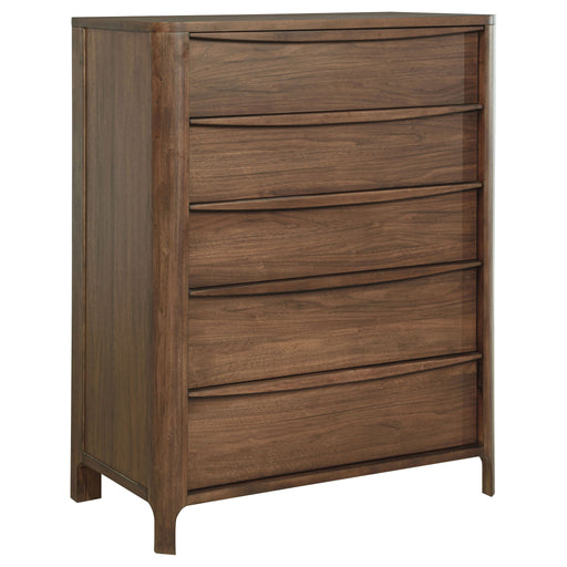 Maderia - 5-Drawer Chest Of Drawers - Walnut – Accent Chests by Coaster Fine Furniture at Furniture Wholesale Plus , Nashville furniture store