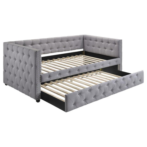 Mockern - Upholstered Twin Daybed With Trundle - Gray – Daybeds by CoasterEssence at Furniture Wholesale Plus , Nashville furniture store