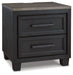 Foyland - Two Drawer Night Stand - Black / Brown – Nightstands w/ Charging Stations by Signature Design by Ashley® at Furniture Wholesale Plus , Nashville furniture store