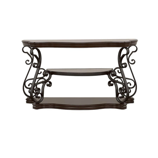 Laney - Scrollwork Entryway Sofa Console Table - Deep Merlot – Console Tables by CoasterEssence at Furniture Wholesale Plus , Nashville furniture store