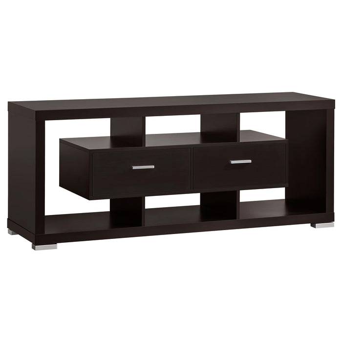 Darien 2-drawer Rectangular TV Console Cappuccino - Premium TV Stand from Coaster Z2 Standard - Just $230! Shop now at Furniture Wholesale Plus  We are the best furniture store in Nashville, Hendersonville, Goodlettsville, Madison, Antioch, Mount Juliet, Lebanon, Gallatin, Springfield, Murfreesboro, Franklin, Brentwood