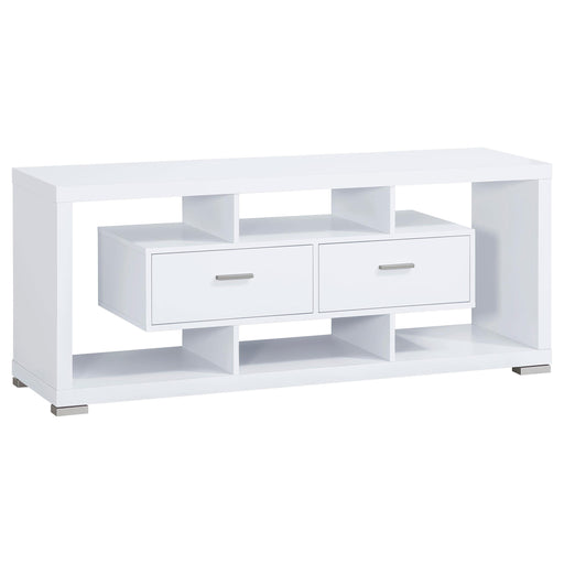 Darien 2-drawer Rectangular TV Console White - Premium TV Stand from Coaster Z2 Standard - Just $230! Shop now at Furniture Wholesale Plus  We are the best furniture store in Nashville, Hendersonville, Goodlettsville, Madison, Antioch, Mount Juliet, Lebanon, Gallatin, Springfield, Murfreesboro, Franklin, Brentwood