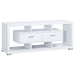 Darien 2-drawer Rectangular TV Console White - Premium TV Stand from Coaster Z2 Standard - Just $230! Shop now at Furniture Wholesale Plus  We are the best furniture store in Nashville, Hendersonville, Goodlettsville, Madison, Antioch, Mount Juliet, Lebanon, Gallatin, Springfield, Murfreesboro, Franklin, Brentwood