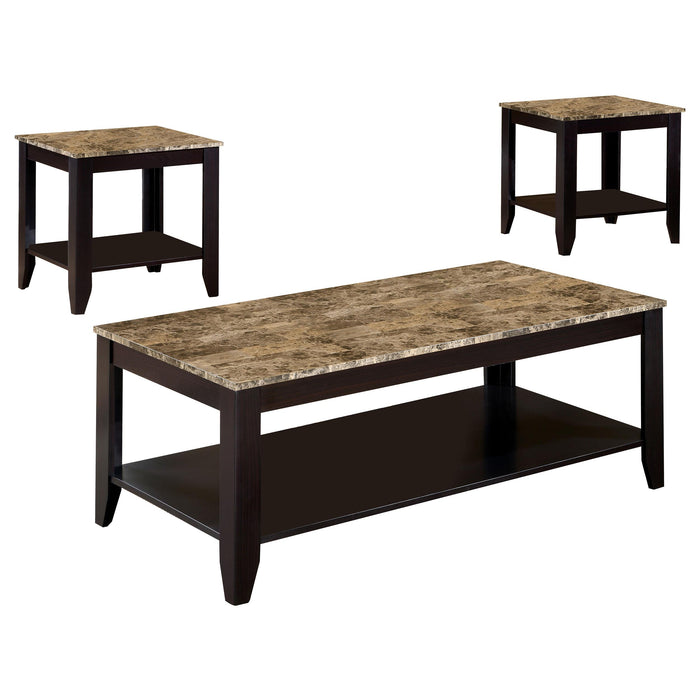 Flores 3-piece Occasional Table Set with Shelf Cappuccino - Premium Table Set from Coaster Z2 Standard - Just $290! Shop now at Furniture Wholesale Plus  We are the best furniture store in Nashville, Hendersonville, Goodlettsville, Madison, Antioch, Mount Juliet, Lebanon, Gallatin, Springfield, Murfreesboro, Franklin, Brentwood