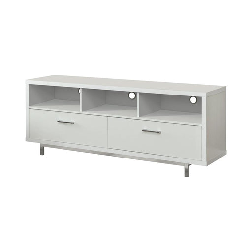 Casey 2-drawer Rectangular TV Console White - Premium TV Stand from Coaster Z2 Standard - Just $250! Shop now at Furniture Wholesale Plus  We are the best furniture store in Nashville, Hendersonville, Goodlettsville, Madison, Antioch, Mount Juliet, Lebanon, Gallatin, Springfield, Murfreesboro, Franklin, Brentwood