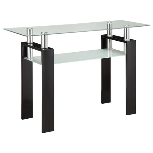 Dyer Tempered Glass Sofa Table with Shelf Black - Premium Sofa Table from Coaster Z2 Standard - Just $198! Shop now at Furniture Wholesale Plus  We are the best furniture store in Nashville, Hendersonville, Goodlettsville, Madison, Antioch, Mount Juliet, Lebanon, Gallatin, Springfield, Murfreesboro, Franklin, Brentwood