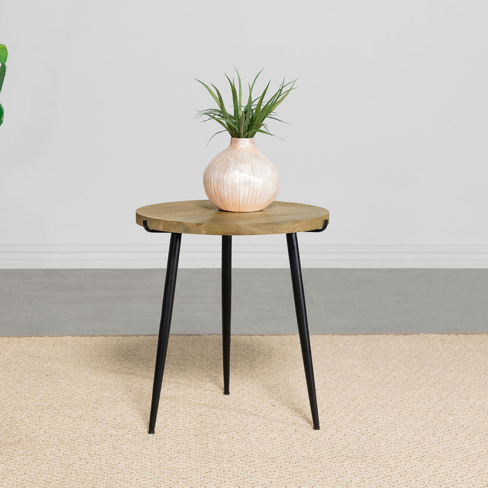 Pilar Round Solid Wood Top End Table Natural and Black - Premium End Table from Coaster Z2 Standard - Just $154! Shop now at Furniture Wholesale Plus  We are the best furniture store in Nashville, Hendersonville, Goodlettsville, Madison, Antioch, Mount Juliet, Lebanon, Gallatin, Springfield, Murfreesboro, Franklin, Brentwood