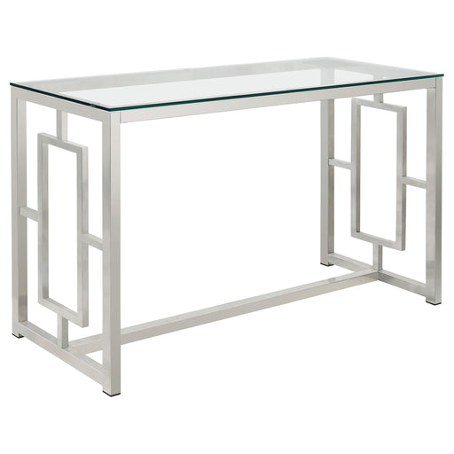 Merced Rectangle Glass Top Sofa Table Nickel - Premium Sofa Table from Coaster Z2 Standard - Just $230! Shop now at Furniture Wholesale Plus  We are the best furniture store in Nashville, Hendersonville, Goodlettsville, Madison, Antioch, Mount Juliet, Lebanon, Gallatin, Springfield, Murfreesboro, Franklin, Brentwood