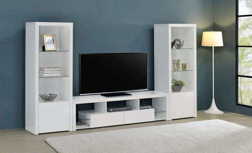 Jude 3-piece Entertainment Center With 71" TV Stand White High Gloss - Premium Entertainment Center from Coaster Z2 Standard - Just $910! Shop now at Furniture Wholesale Plus  We are the best furniture store in Nashville, Hendersonville, Goodlettsville, Madison, Antioch, Mount Juliet, Lebanon, Gallatin, Springfield, Murfreesboro, Franklin, Brentwood