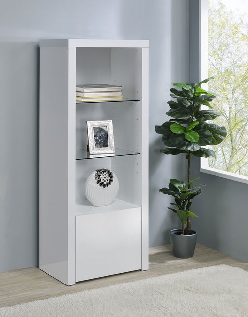 Jude 3-shelf Media Tower With Storage Cabinet White High Gloss - Premium Pier from Coaster Z2 Standard - Just $290! Shop now at Furniture Wholesale Plus  We are the best furniture store in Nashville, Hendersonville, Goodlettsville, Madison, Antioch, Mount Juliet, Lebanon, Gallatin, Springfield, Murfreesboro, Franklin, Brentwood