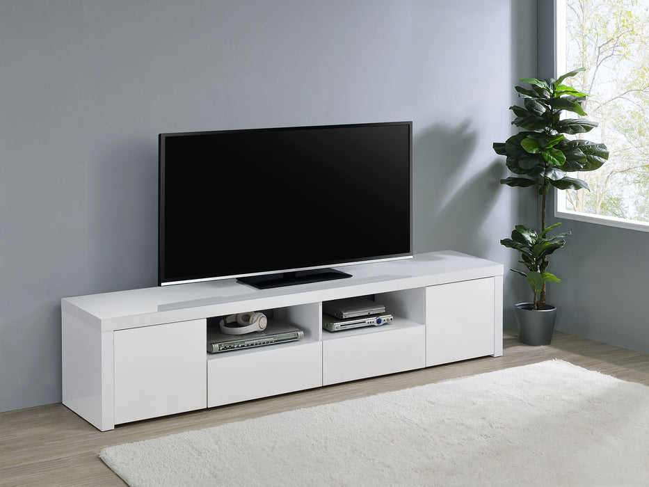 Jude 2-door 79" TV Stand With Drawers White High Gloss - Premium TV Stand from Coaster Z2 Standard - Just $358! Shop now at Furniture Wholesale Plus  We are the best furniture store in Nashville, Hendersonville, Goodlettsville, Madison, Antioch, Mount Juliet, Lebanon, Gallatin, Springfield, Murfreesboro, Franklin, Brentwood