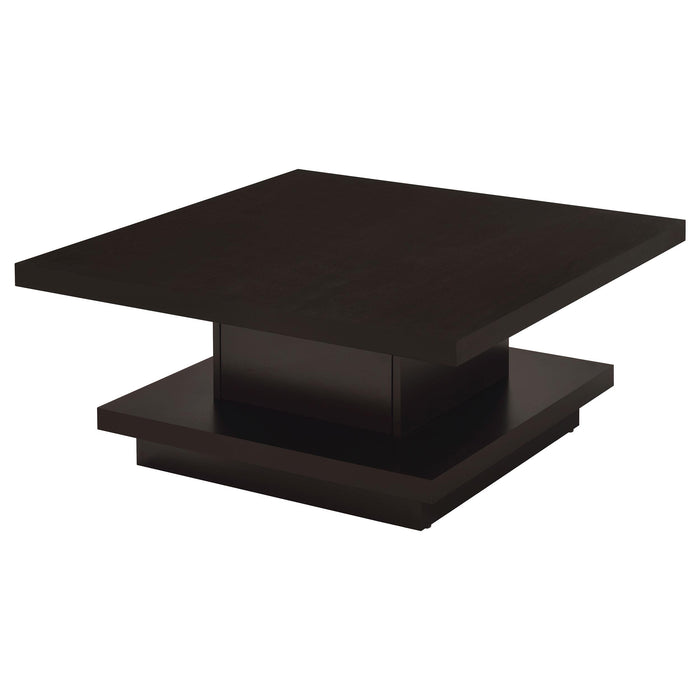 Reston Pedestal Square Coffee Table Cappuccino - Premium Coffee Table from Coaster Z2 Standard - Just $154! Shop now at Furniture Wholesale Plus  We are the best furniture store in Nashville, Hendersonville, Goodlettsville, Madison, Antioch, Mount Juliet, Lebanon, Gallatin, Springfield, Murfreesboro, Franklin, Brentwood