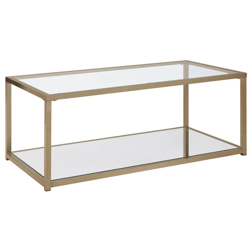 Cora Coffee Table with Mirror Shelf Chocolate Chrome - Premium Coffee Table from Coaster Z2 Standard - Just $218! Shop now at Furniture Wholesale Plus  We are the best furniture store in Nashville, Hendersonville, Goodlettsville, Madison, Antioch, Mount Juliet, Lebanon, Gallatin, Springfield, Murfreesboro, Franklin, Brentwood