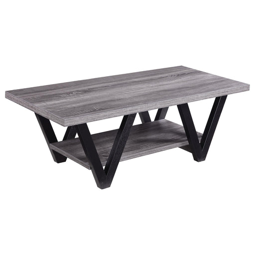 Stevens V-shaped Coffee Table Black and Antique Grey - Premium Coffee Table from Coaster Z2 Standard - Just $198! Shop now at Furniture Wholesale Plus  We are the best furniture store in Nashville, Hendersonville, Goodlettsville, Madison, Antioch, Mount Juliet, Lebanon, Gallatin, Springfield, Murfreesboro, Franklin, Brentwood