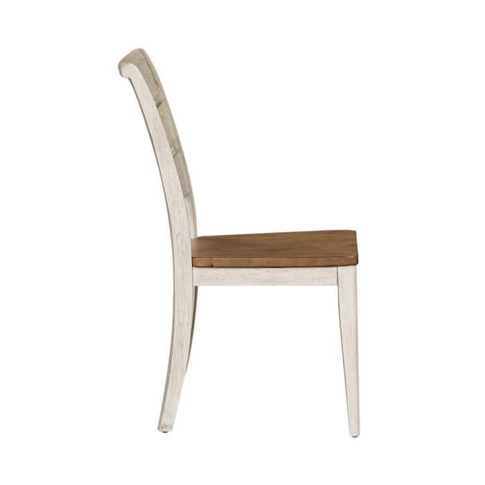 Farmhouse Reimagined - Ladder Back Side Chair - Antique White / Chestnut Tops – Side Chairs by Liberty Furniture at Furniture Wholesale Plus , Nashville furniture store