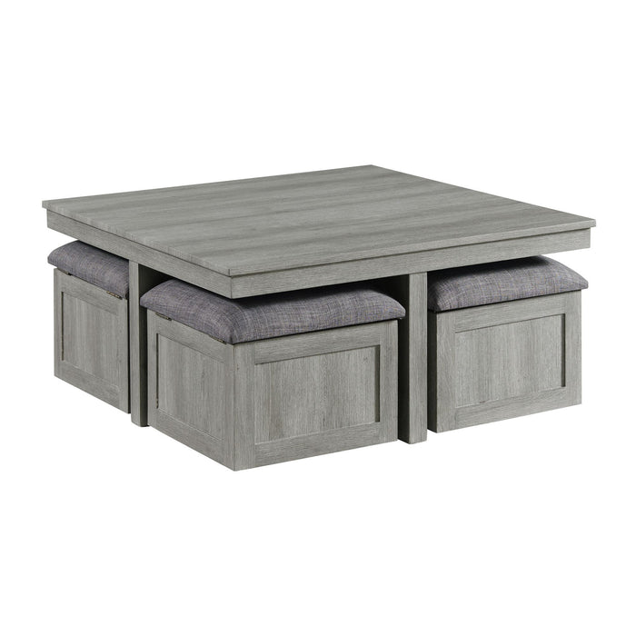 Uster - Coffee Table With Four Storage Stools - Gray – 5 Piece Living Room Sets by Elements International at Furniture Wholesale Plus , Nashville furniture store