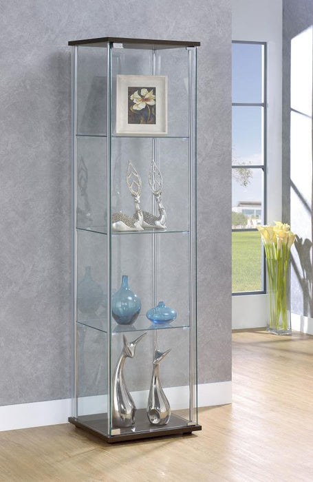 Bellatrix - 4-Shelf Clear Glass Curio Cabinet – Curio Cabinets by CoasterEveryday at Furniture Wholesale Plus , Nashville furniture store