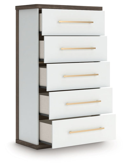 Kendanport - Five Drawer Chest - Brown / White – Accent Chests by Signature Design by Ashley® at Furniture Wholesale Plus , Nashville furniture store
