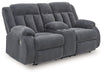 Observation - Double Reclining Power Loveseat With Console - Steel – Reclining Loveseats by Signature Design by Ashley® at Furniture Wholesale Plus , Nashville furniture store