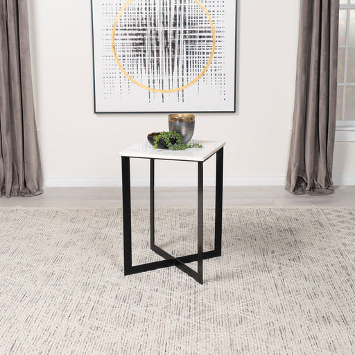 Tobin Square Marble Top End Table White and Black - Premium End Table from Coaster Z2 Standard - Just $178! Shop now at Furniture Wholesale Plus  We are the best furniture store in Nashville, Hendersonville, Goodlettsville, Madison, Antioch, Mount Juliet, Lebanon, Gallatin, Springfield, Murfreesboro, Franklin, Brentwood