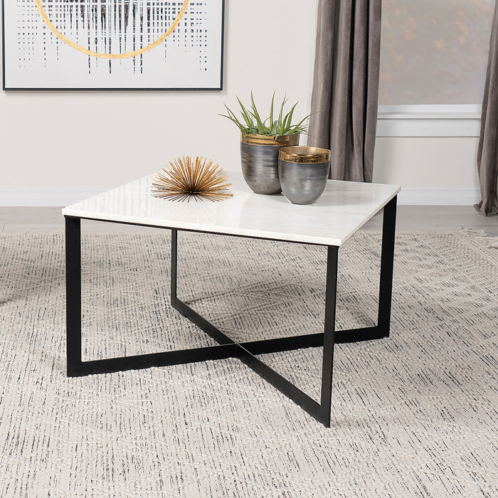 Tobin Square Marble Top Coffee Table White and Black - Premium Coffee Table from Coaster Z2 Standard - Just $330! Shop now at Furniture Wholesale Plus  We are the best furniture store in Nashville, Hendersonville, Goodlettsville, Madison, Antioch, Mount Juliet, Lebanon, Gallatin, Springfield, Murfreesboro, Franklin, Brentwood