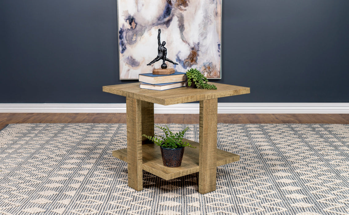 Dawn Square Engineered Wood End Table With Shelf Mango - Premium End Table from Coaster Z2 Standard - Just $114! Shop now at Furniture Wholesale Plus  We are the best furniture store in Nashville, Hendersonville, Goodlettsville, Madison, Antioch, Mount Juliet, Lebanon, Gallatin, Springfield, Murfreesboro, Franklin, Brentwood