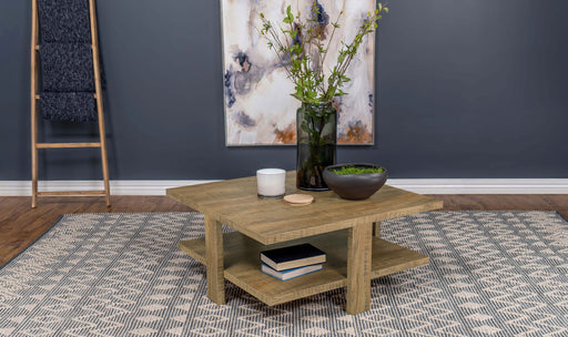 Dawn Square Engineered Wood Coffee Table With Shelf Mango - Premium Coffee Table from Coaster Z2 Standard - Just $174! Shop now at Furniture Wholesale Plus  We are the best furniture store in Nashville, Hendersonville, Goodlettsville, Madison, Antioch, Mount Juliet, Lebanon, Gallatin, Springfield, Murfreesboro, Franklin, Brentwood