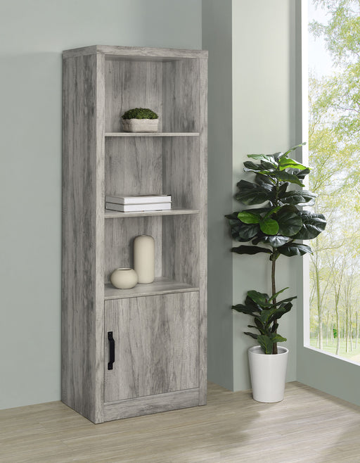 Burke 3-shelf Media Tower With Storage Cabinet Grey Driftwood - Premium Pier from Coaster Z2 Standard - Just $262! Shop now at Furniture Wholesale Plus  We are the best furniture store in Nashville, Hendersonville, Goodlettsville, Madison, Antioch, Mount Juliet, Lebanon, Gallatin, Springfield, Murfreesboro, Franklin, Brentwood