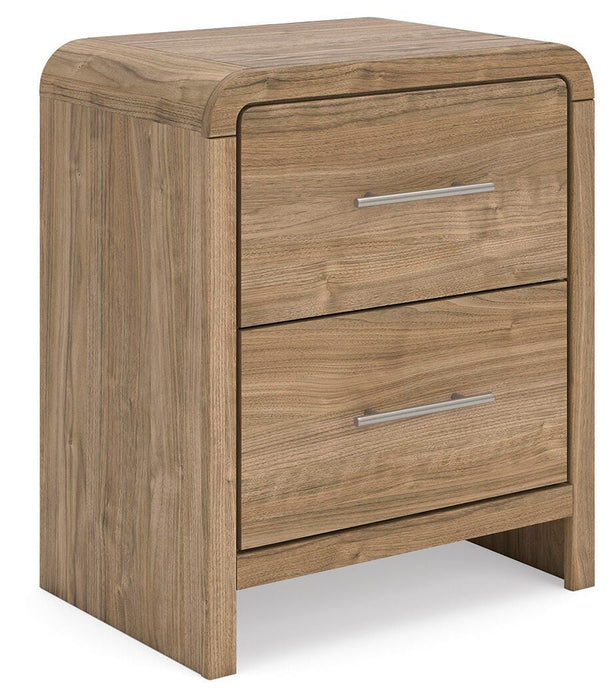Gramburg - Two Drawer Night Stand - Warm Natural Brown – Nightstands w/ Charging Stations by Signature Design by Ashley® at Furniture Wholesale Plus , Nashville furniture store
