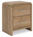 Gramburg - Two Drawer Night Stand - Warm Natural Brown – Nightstands w/ Charging Stations by Signature Design by Ashley® at Furniture Wholesale Plus , Nashville furniture store