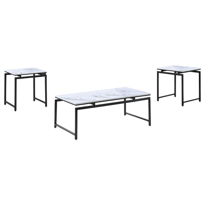 Clark 3-piece Occasional Set White and Dark Gunmetal - Premium Table Set from Coaster Z2 Standard - Just $298! Shop now at Furniture Wholesale Plus  We are the best furniture store in Nashville, Hendersonville, Goodlettsville, Madison, Antioch, Mount Juliet, Lebanon, Gallatin, Springfield, Murfreesboro, Franklin, Brentwood