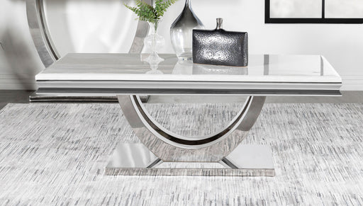 Kerwin U-base Rectangle Coffee Table White and Chrome - Premium Coffe Table from Coaster Z2 Standard - Just $690! Shop now at Furniture Wholesale Plus  We are the best furniture store in Nashville, Hendersonville, Goodlettsville, Madison, Antioch, Mount Juliet, Lebanon, Gallatin, Springfield, Murfreesboro, Franklin, Brentwood