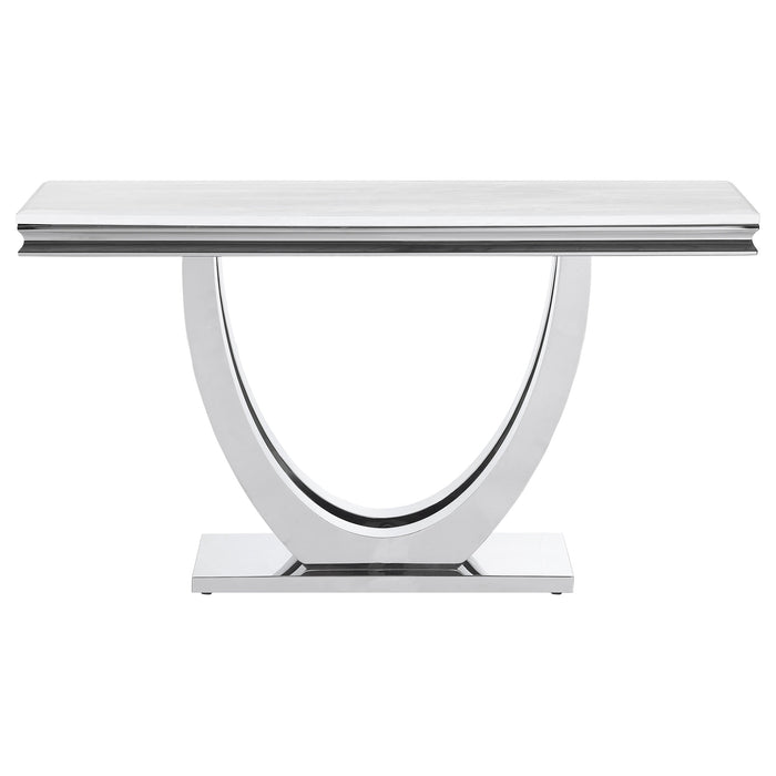 Kerwin U-base Rectangle Sofa Table White and Chrome - Premium Sofa Table from Coaster Z2 Standard - Just $770! Shop now at Furniture Wholesale Plus  We are the best furniture store in Nashville, Hendersonville, Goodlettsville, Madison, Antioch, Mount Juliet, Lebanon, Gallatin, Springfield, Murfreesboro, Franklin, Brentwood