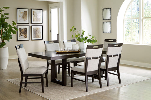 Neymorton - 7 Pc. - Rectangular Extension Table, 6 Side Chairs - Dark Grayish Brown – 7 Piece Dining Room Sets by Signature Design by Ashley® at Furniture Wholesale Plus , Nashville furniture store