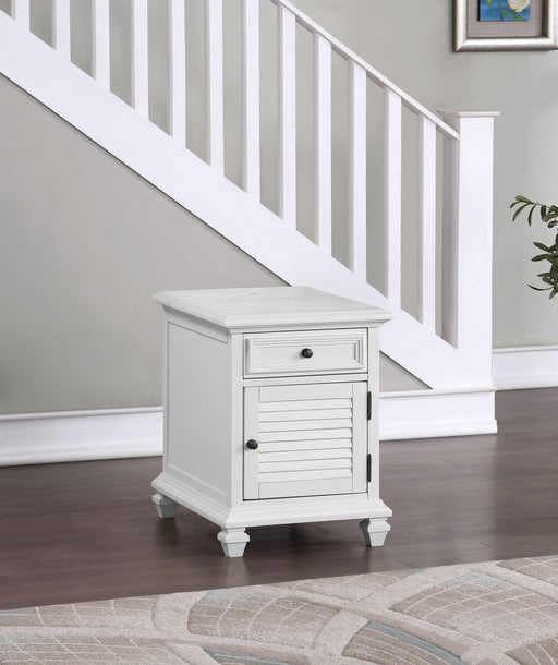 Charlestown - Storage End With USB - White – End Tables by Steve Silver Furniture at Furniture Wholesale Plus , Nashville furniture store