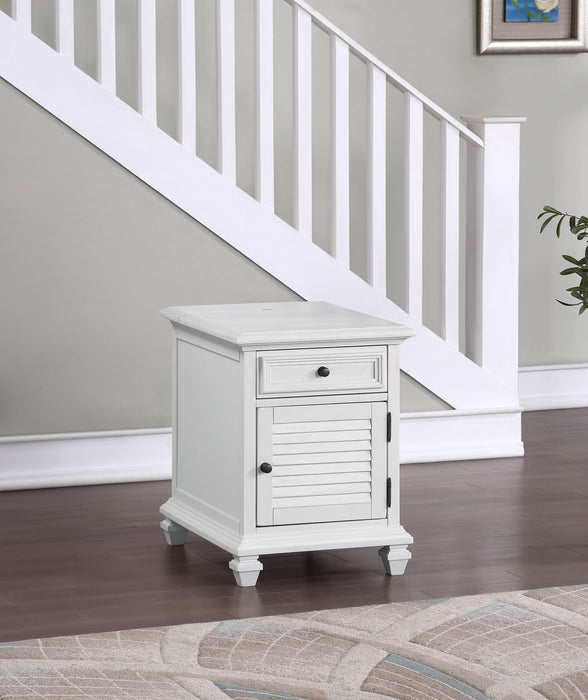 Charlestown - Storage End With USB - White – End Tables by Steve Silver Furniture at Furniture Wholesale Plus , Nashville furniture store