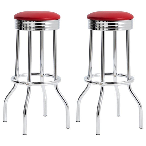 Retro - Upholstered Metal Swivel Bar Stool (Set of 2) - Premium Stool Sets from CoasterEveryday - Just $199! Shop now at Furniture Wholesale Plus  We are the best furniture store in Nashville, Hendersonville, Goodlettsville, Madison, Antioch, Mount Juliet, Lebanon, Gallatin, Springfield, Murfreesboro, Franklin, Brentwood