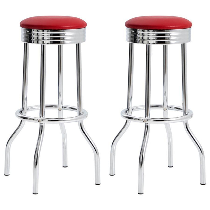 Retro - Upholstered Metal Swivel Bar Stool (Set of 2) - Premium Stool Sets from CoasterEveryday - Just $199! Shop now at Furniture Wholesale Plus  We are the best furniture store in Nashville, Hendersonville, Goodlettsville, Madison, Antioch, Mount Juliet, Lebanon, Gallatin, Springfield, Murfreesboro, Franklin, Brentwood