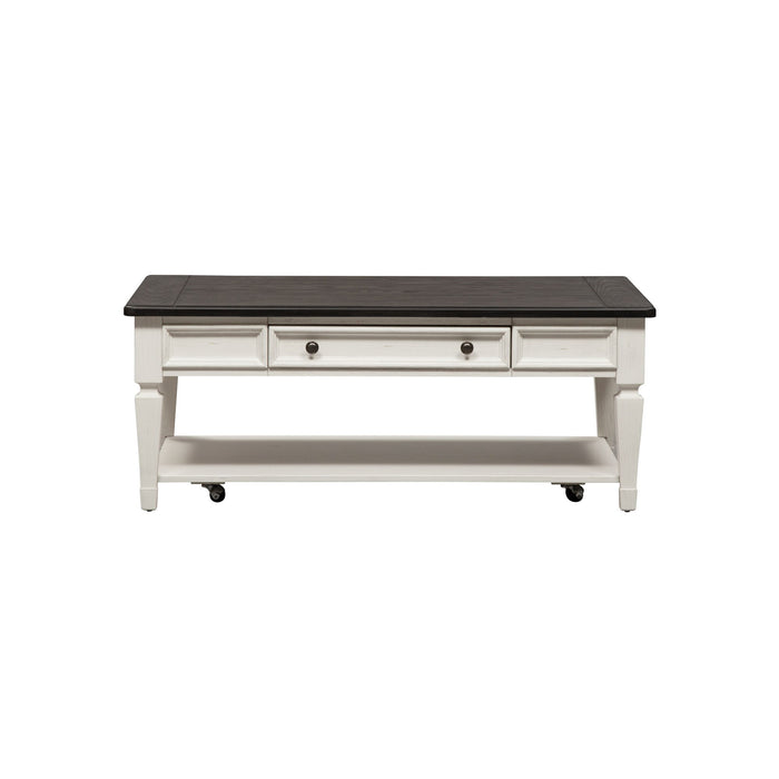 Allyson Park - Rectangular Cocktail Table - Wirebrushed White / Charcoal – Cocktail Tables by Liberty Furniture at Furniture Wholesale Plus , Nashville furniture store