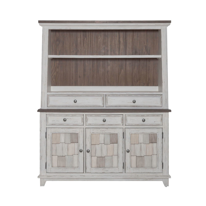 River Place - Server & Hutch - Riverstone White & Tobacco – Hutches & Buffets by Liberty Furniture at Furniture Wholesale Plus , Nashville furniture store