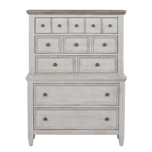 Heartland - 5 Drawer Chest - Antique White / Tobacco Tops – Accent Chests by Liberty Furniture at Furniture Wholesale Plus , Nashville furniture store