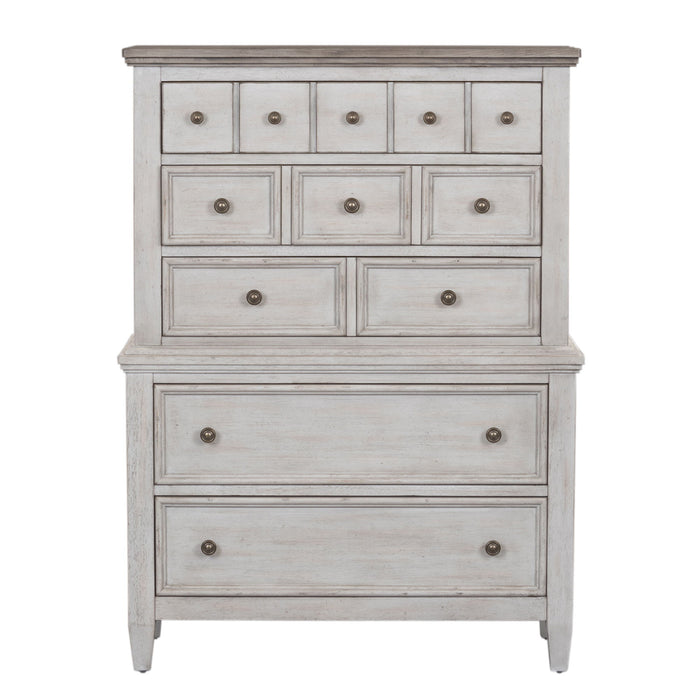 Heartland - 5 Drawer Chest - Antique White / Tobacco Tops – Accent Chests by Liberty Furniture at Furniture Wholesale Plus , Nashville furniture store