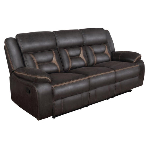 Greer - Upholstered Motion Reclining Sofa – Reclining Sofas by CoasterEveryday at Furniture Wholesale Plus , Nashville furniture store