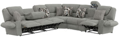 Quinn - 3 Piece Reclining Sectional With 4 Reclining Seats, Storage Arms, Storage Console With Lights, And Drop Down Table - Nature – Stationary Sectionals by Jackson at Furniture Wholesale Plus , Nashville furniture store