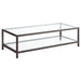 Trini Coffee Table with Glass Shelf Black Nickel - Premium Coffee Table from Coaster Z2 Standard - Just $190! Shop now at Furniture Wholesale Plus  We are the best furniture store in Nashville, Hendersonville, Goodlettsville, Madison, Antioch, Mount Juliet, Lebanon, Gallatin, Springfield, Murfreesboro, Franklin, Brentwood