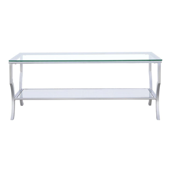 Saide Rectangular Coffee Table with Mirrored Shelf Chrome - Premium Coffee Table from Coaster Z2 Standard - Just $258! Shop now at Furniture Wholesale Plus  We are the best furniture store in Nashville, Hendersonville, Goodlettsville, Madison, Antioch, Mount Juliet, Lebanon, Gallatin, Springfield, Murfreesboro, Franklin, Brentwood