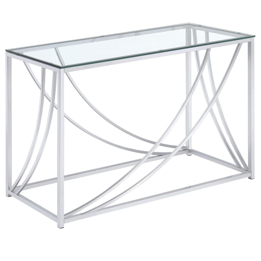 Lille Glass Top Rectangular Sofa Table Accents Chrome - Premium Sofa Table from Coaster Z2 Standard - Just $198! Shop now at Furniture Wholesale Plus  We are the best furniture store in Nashville, Hendersonville, Goodlettsville, Madison, Antioch, Mount Juliet, Lebanon, Gallatin, Springfield, Murfreesboro, Franklin, Brentwood