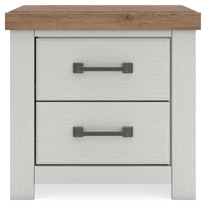 Savonport - Two Drawer Night Stand - White / Brown – Nightstands w/ Charging Stations by Benchcraft® at Furniture Wholesale Plus , Nashville furniture store