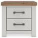 Savonport - Two Drawer Night Stand - White / Brown – Nightstands w/ Charging Stations by Benchcraft® at Furniture Wholesale Plus , Nashville furniture store