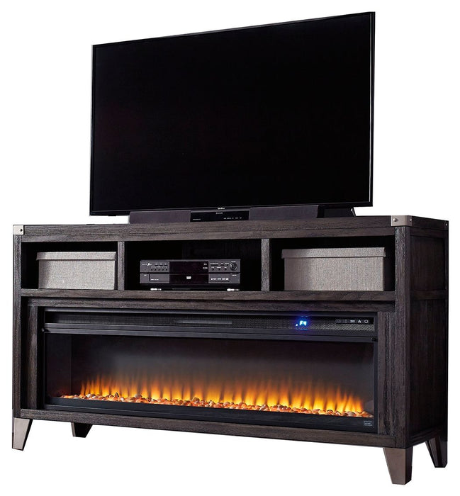 Todoe - 2 Pc. - 65" TV Stand With Wide Fireplace Insert - Gray – Fireplace TV Stands by Signature Design by Ashley® at Furniture Wholesale Plus , Nashville furniture store